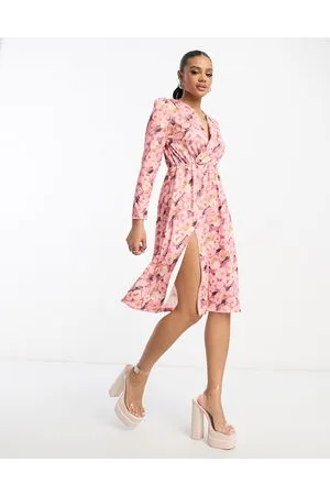 REBELLIOUS FASHION Vestito midi a portafoglio con stampa