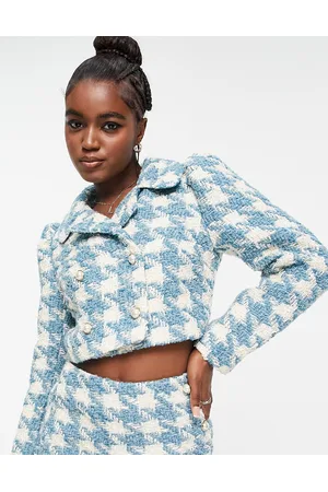 Miss Selfridge Donna Gonne - Giacca doppiopetto corta pied de poule in coordinato