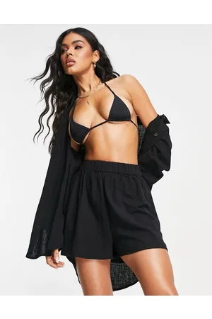 ASOS Pantaloncini da mare testurizzati neri in coordinato