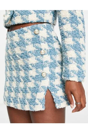 Miss Selfridge Minigonna pied de poule con bottoni in coordinato