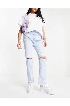 Stradivarius Jeans dritti azzurri con strappi