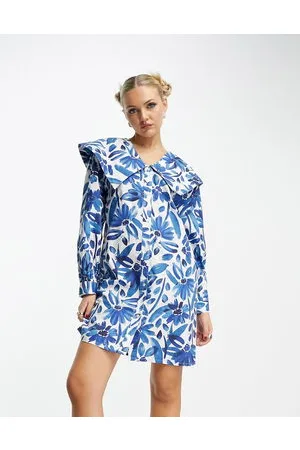 Native Youth Batik - Vestito corto in cotone con stampa e colletto oversize