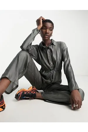 Heartbreak Tuta jumpsuit oversize nera con coulisse in vita
