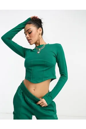 Il Sarto Crop top a maniche lunghe con corsetto in coordinato