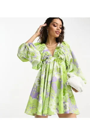 ASOS ASOS DESIGN Petite - Vestito corto strutturato con maniche a pipistrello e stampa floreale