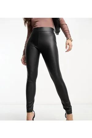 Pieces® Leggings a vita alta nero spalmato