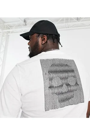 Bolongaro Plus - T-shirt bianca con stampa di teschio a righe