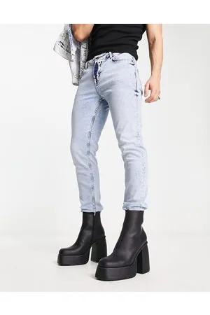 ASOS Stivaletti Chelsea neri con tacco e plateau in pelle sintetica