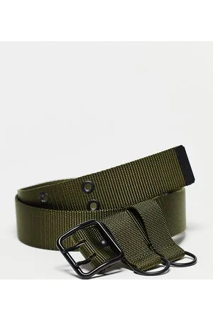 COLLUSION Unisex - Cintura in tela kaki con doppio foro