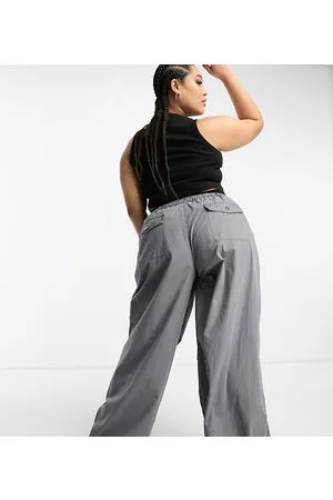 ASOS ASOS DESIGN Curve - Pantaloni cargo parachute grigio slavato