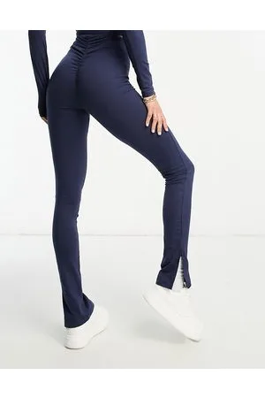 Il Sarto Pantaloni a zampa con spacco sul fondo navy in coordinato
