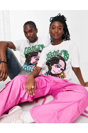 COLLUSION Unisex - T-shirt bianca con stampa