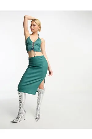 REBELLIOUS FASHION Gonna midi con spacco laterale in coordinato