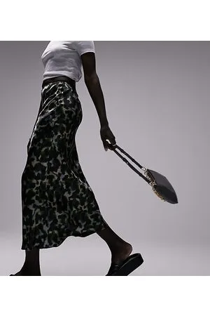Topshop Gonna midi asimmetrica con stampa animalier