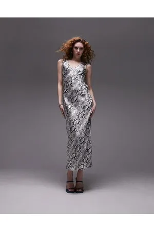 Topshop Vestito midi sottoveste con stampa pitonata
