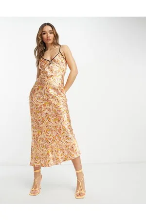 Never Fully Dressed Vestito sottoveste in raso con stampa cachemire