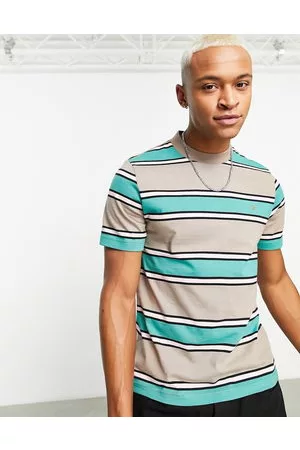 Farah Alva - T-shirt a righe ampie marrone fumo e verde