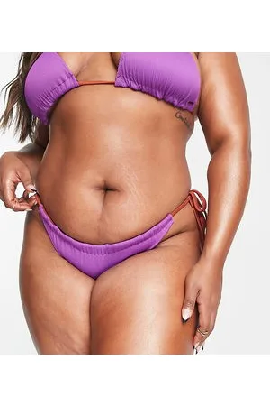 We Are We Wear Plus - Melissa - Slip bikini viola ultra e cannella double-face con laccetti