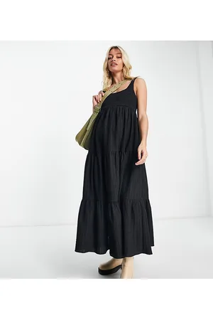 ASOS Donna Vestiti lunghi arricciati - ASOS DESIGN Maternity - Prendisole lungo arricciato con scollo rotondo