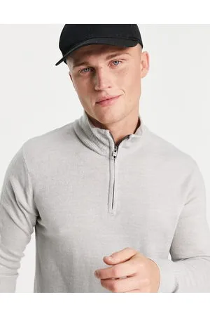 French Connection Maglione morbido con zip corta chiaro