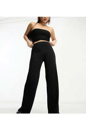 Flounce London Pantaloni basic a vita alta con fondo ampio neri