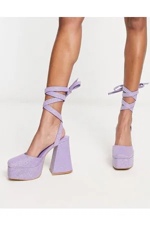 Daisy Street Scarpe con tacco svasato e plateau lilla glitterato