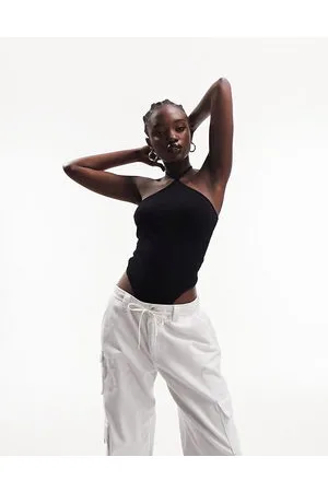 ASOS Body allacciato al collo nero a coste