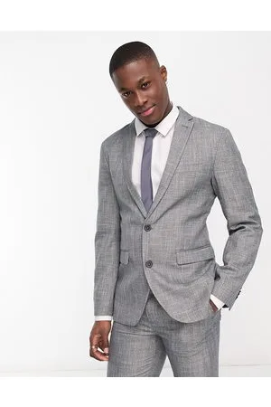 New Look Giacca da abito slim scuro testurizzato