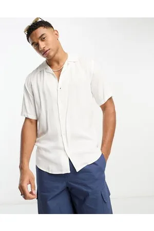 Only & Sons Camicia a maniche corte in viscosa bianca con colletto con rever