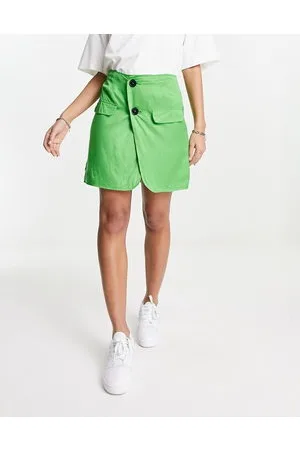 Heartbreak Minigonna color lime con bottoni sul davanti
