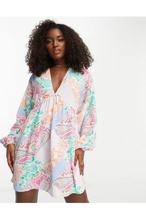 ASOS Vestito corto svasato con stampa divisa a fiori