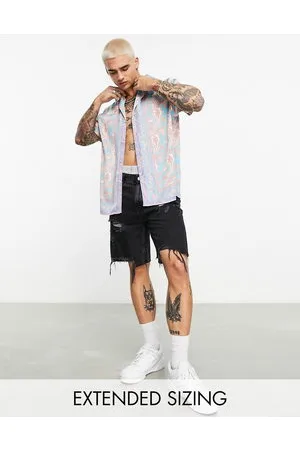 ASOS Camicia comoda in raso con rever e stampa