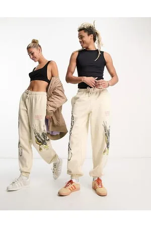 ED HARDY Unisex - Joggers felpati comodi oro pallido in coordinato