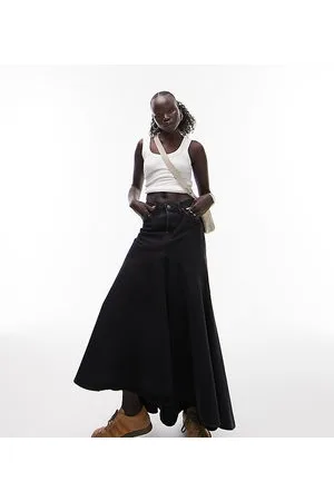 Topshop Gonna di jeans a sirena nero slavato