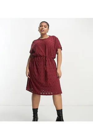 ONLY Vestito corto bordeaux con coulisse in vita