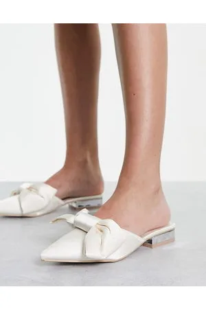 Be Mine Alezae - Pantofole da sposa aperte dietro color avorio con fiocco sul davanti