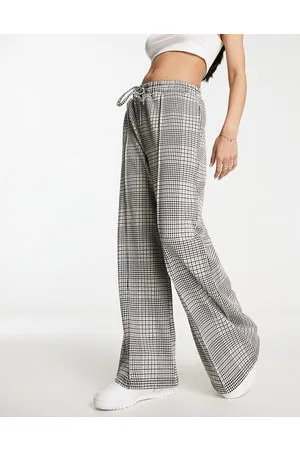 New Look Pantaloni con fondo ampio, colore marrone a quadri