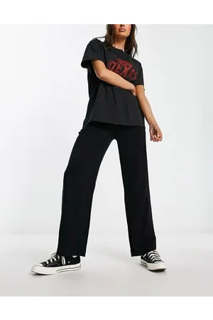 Weekday Lilah - Pantaloni in misto lino neri