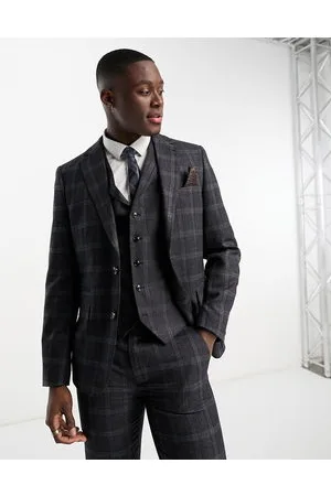 Harry Brown Giacca da abito slim fit grigia a quadri