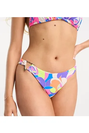 River Island Slip bikini acceso sgambati con finiture astratte