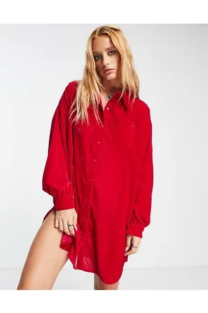 Bolongaro Vestito camicia corto in velluto color bacca