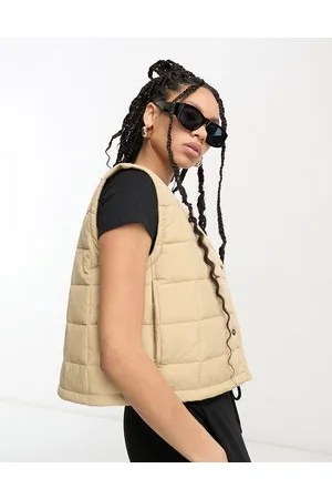 Rains Gilet foderato trapuntato taglio corto color sabbia idrorepellente