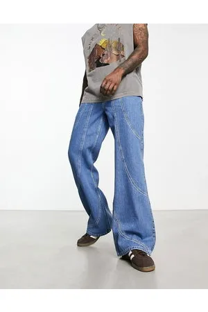 ASOS Jeans ampi a zampa lavaggio medio