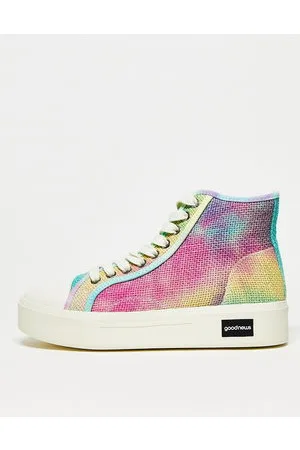 Good News Goodnews - Juice - Sneakers alte con suola spessa e stampa in colori pastello effetto marmo