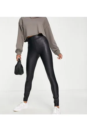 Pieces® Leggings a vita alta spalmato