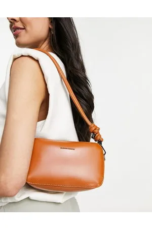 Claudia Canova Camera bag color cuoio con tracolla e manico effetto corda