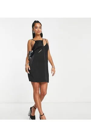 Lola May Vestito corto in raso con cut-out asimmetrico