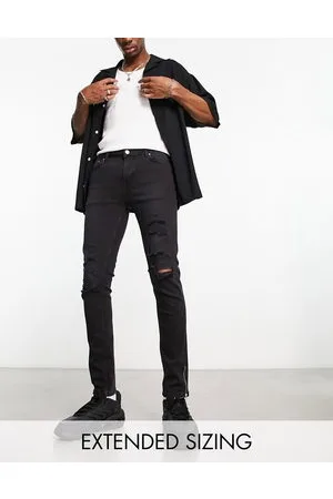 ASOS Jeans skinny neri con zip e strappi sulle ginocchia