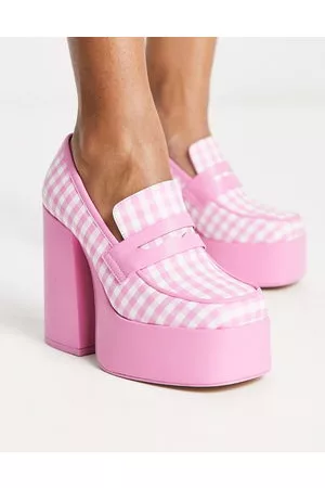 Daisy Street Mocassini con tacco e plateau a quadretti