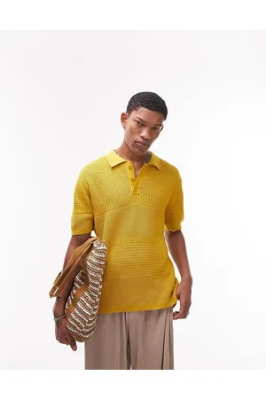 Topman Polo in maglia testurizzata color senape